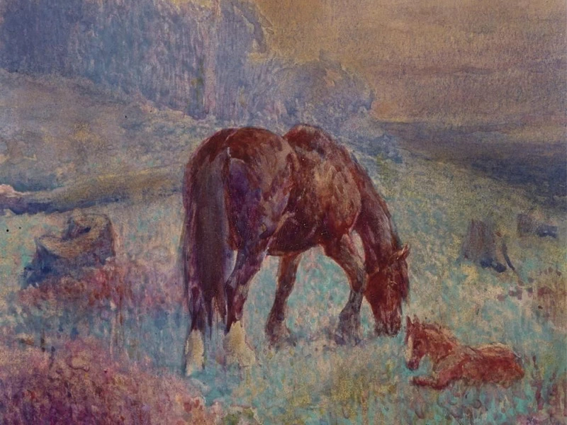 1862-Francis Prout Mahony - Cavalla e puledro, 1900